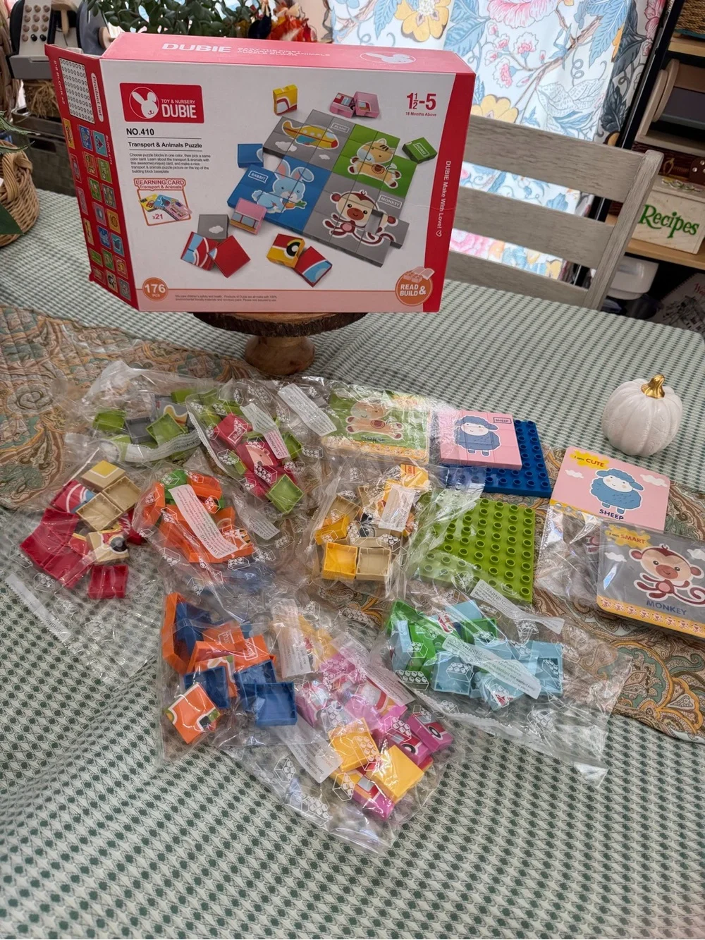 New Dubie Educational Puzzle Blocks Learning Cards Animals Transportation 176 Pc